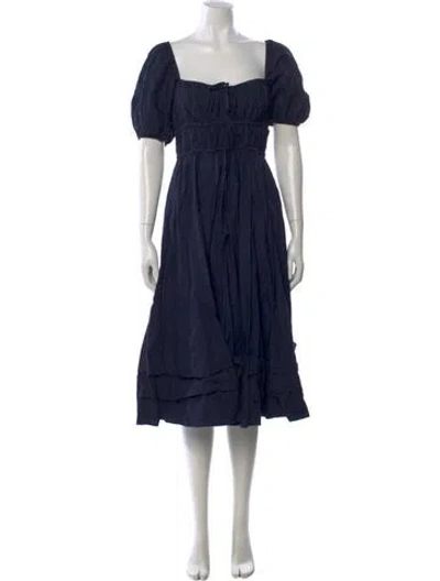 Pre-owned Ulla Johnson Square Neckline Midi Length Dress In Blue