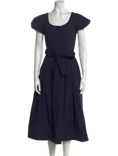 Pre-owned Ulla Johnson Square Neckline Midi Length Dress In Blue