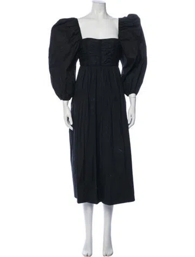 Pre-owned Ulla Johnson Square Neckline Midi Length Dress In Blue