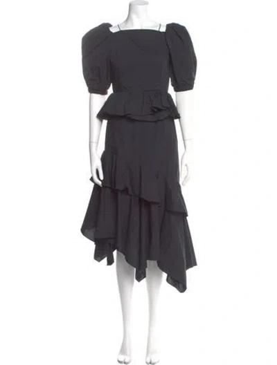Pre-owned Ulla Johnson Square Neckline Midi Length Dress In Gray
