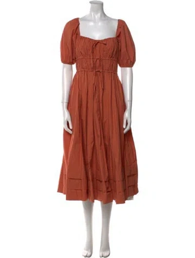 Pre-owned Ulla Johnson Square Neckline Midi Length Dress In Neutral
