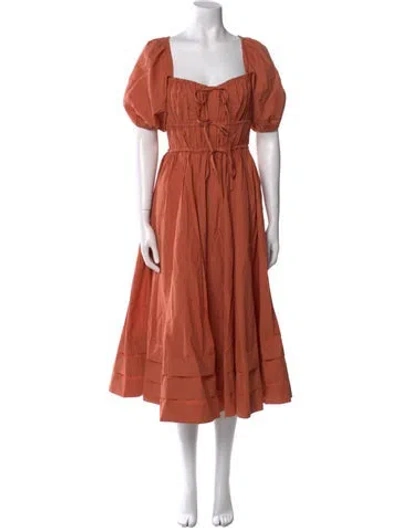 Pre-owned Ulla Johnson Square Neckline Midi Length Dress In Neutral