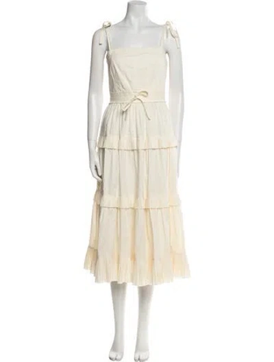 Pre-owned Ulla Johnson Square Neckline Midi Length Dress In Neutral