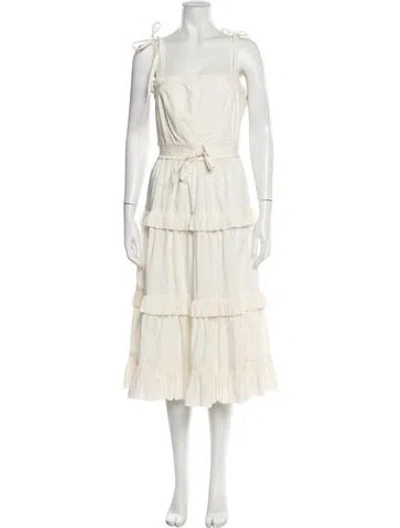 Pre-owned Ulla Johnson Square Neckline Midi Length Dress In Neutral