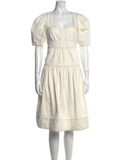 Pre-owned Ulla Johnson Square Neckline Midi Length Dress In Neutral