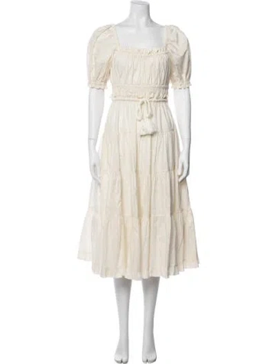 Pre-owned Ulla Johnson Square Neckline Midi Length Dress In Neutral