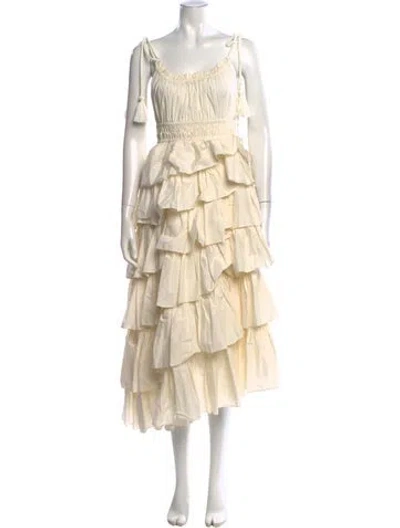 Pre-owned Ulla Johnson Square Neckline Midi Length Dress In Neutral