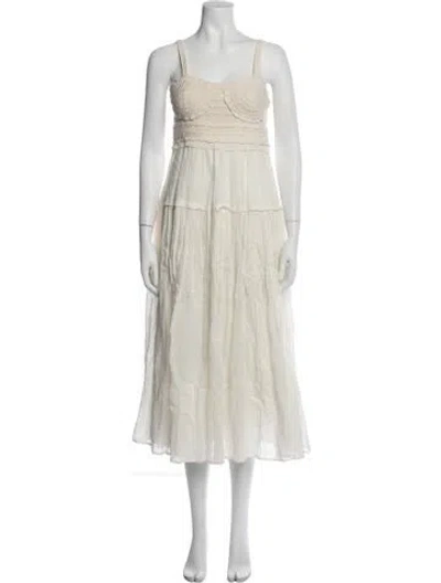 Pre-owned Ulla Johnson Square Neckline Midi Length Dress In Neutral