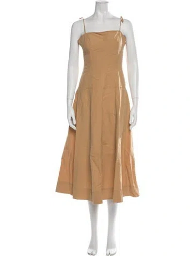 Pre-owned Ulla Johnson Square Neckline Midi Length Dress In Neutrals
