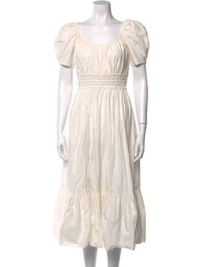 Pre-owned Ulla Johnson Square Neckline Midi Length Dress In Neutrals