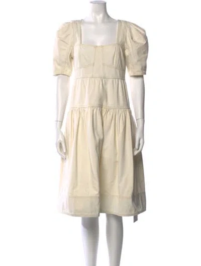 Pre-owned Ulla Johnson Square Neckline Midi Length Dress In Neutrals