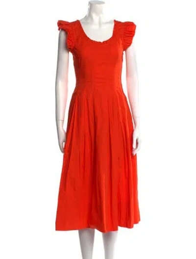 Pre-owned Ulla Johnson Square Neckline Midi Length Dress In Orange