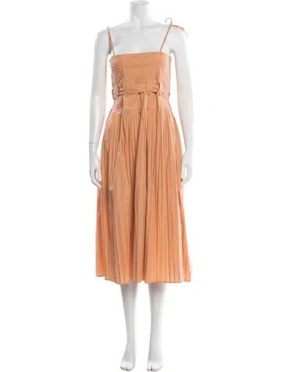 Pre-owned Ulla Johnson Square Neckline Midi Length Dress In Orange