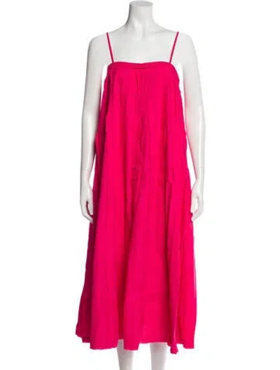 Pre-owned Ulla Johnson Square Neckline Midi Length Dress In Pink