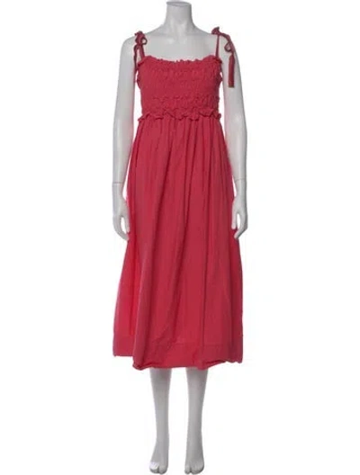 Pre-owned Ulla Johnson Square Neckline Midi Length Dress In Pink