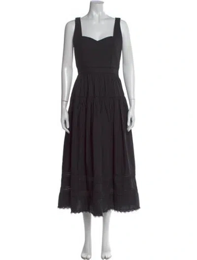 Pre-owned Ulla Johnson Square Neckline Midi Length Dress W/ Tags In Blue