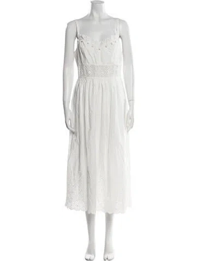 Pre-owned Ulla Johnson Square Neckline Midi Length Dress In White