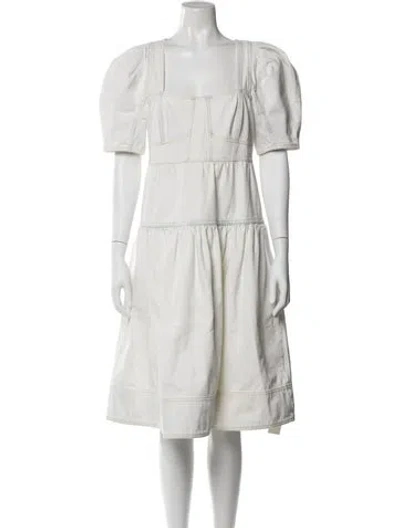 Pre-owned Ulla Johnson Square Neckline Midi Length Dress In White