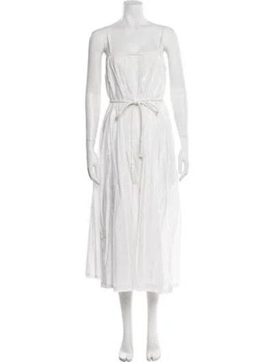 Pre-owned Ulla Johnson Square Neckline Midi Length Dress In White