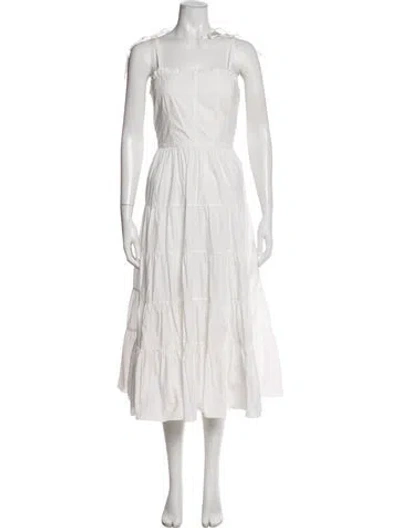 Pre-owned Ulla Johnson Square Neckline Midi Length Dress In White