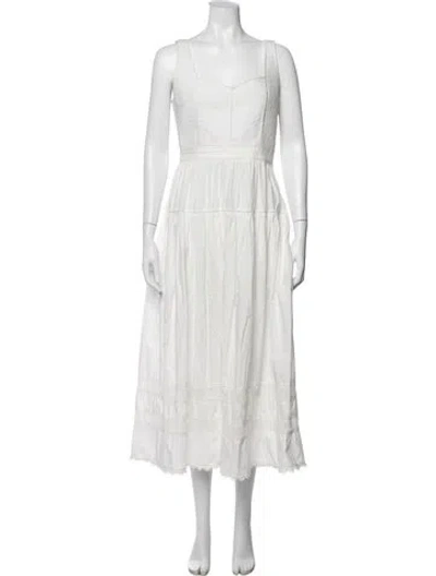 Pre-owned Ulla Johnson Square Neckline Midi Length Dress In White