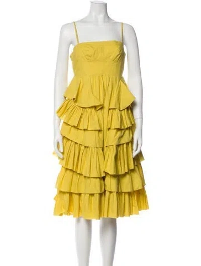 Pre-owned Ulla Johnson Square Neckline Midi Length Dress In Yellow