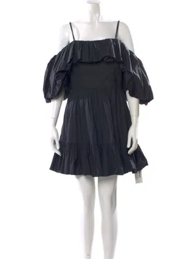 Pre-owned Ulla Johnson Square Neckline Mini Dress In Black