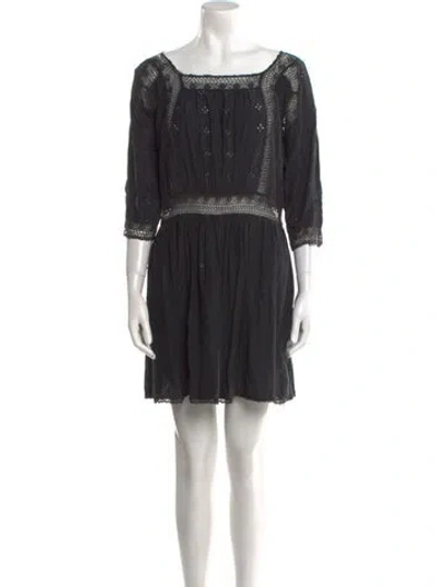 Pre-owned Ulla Johnson Square Neckline Mini Dress In Black