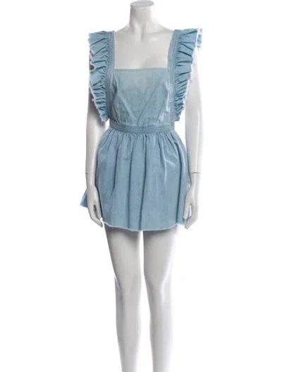 Pre-owned Ulla Johnson Square Neckline Mini Dress In Blue