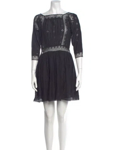 Pre-owned Ulla Johnson Square Neckline Mini Dress In Blue