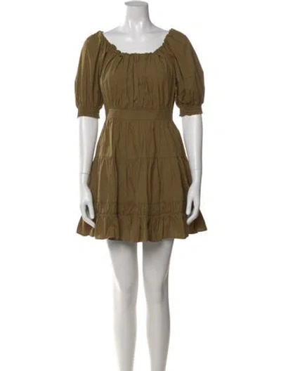 Pre-owned Ulla Johnson Square Neckline Mini Dress In Green