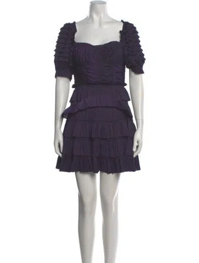 Pre-owned Ulla Johnson Square Neckline Mini Dress In Purple