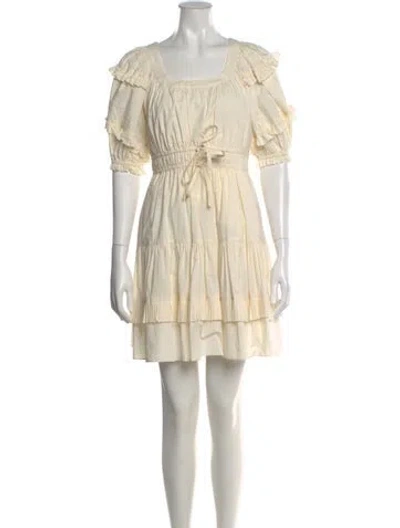 Pre-owned Ulla Johnson Square Neckline Mini Dress In White