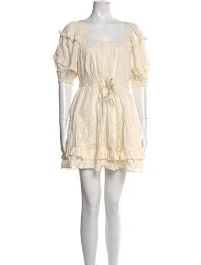 Pre-owned Ulla Johnson Square Neckline Mini Dress In White