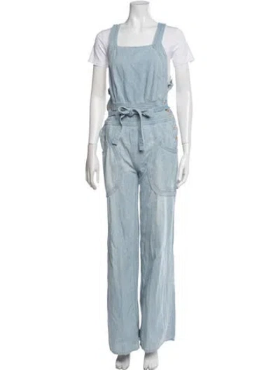 Pre-owned Ulla Johnson Square Neckline Overalls In Blue