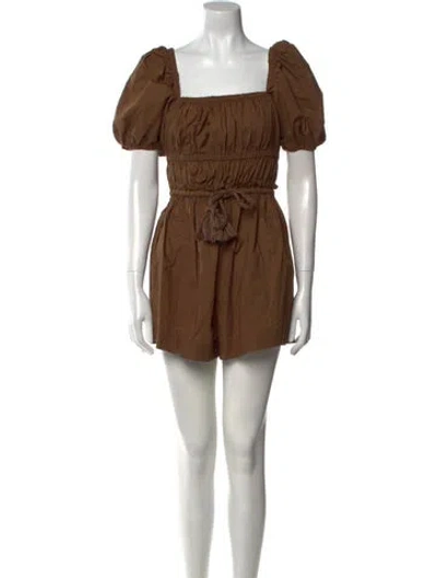 Pre-owned Ulla Johnson Square Neckline Romper In Brown