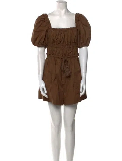 Pre-owned Ulla Johnson Square Neckline Romper In Brown