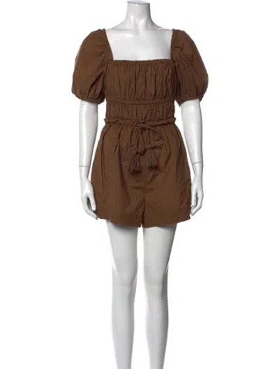 Pre-owned Ulla Johnson Square Neckline Romper In Brown