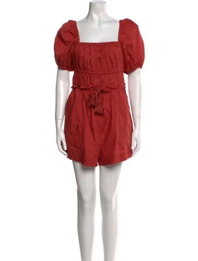 Pre-owned Ulla Johnson Square Neckline Romper In Orange