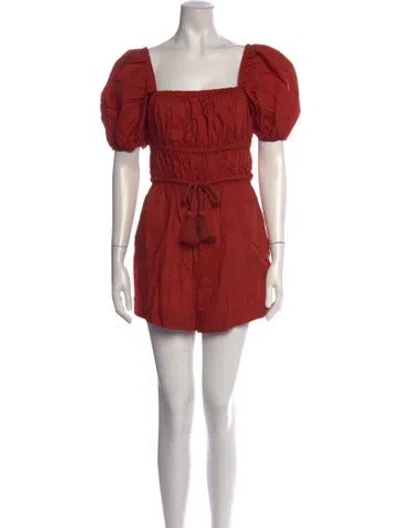 Pre-owned Ulla Johnson Square Neckline Romper In Orange