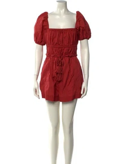 Pre-owned Ulla Johnson Square Neckline Romper In Red
