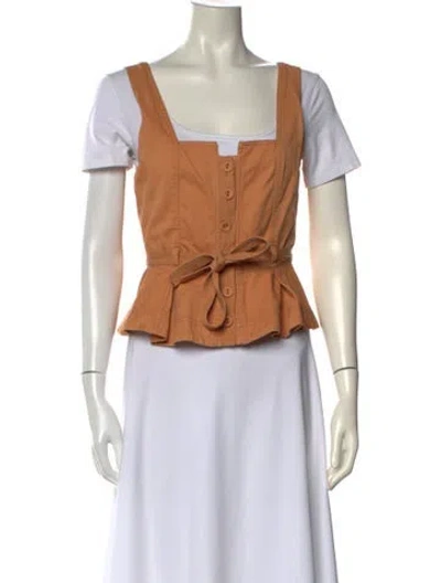Pre-owned Ulla Johnson Square Neckline Short Sleeve Crop Top In Neutral
