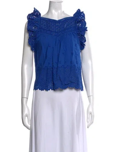 Pre-owned Ulla Johnson Square Neckline Sleeveless Blouse In Blue