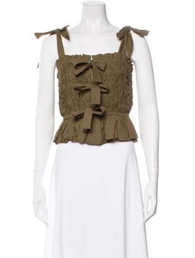 Pre-owned Ulla Johnson Square Neckline Sleeveless Blouse In Green