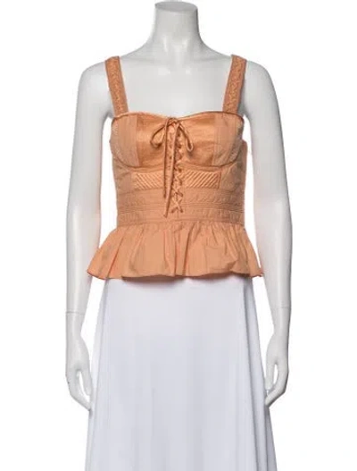 Pre-owned Ulla Johnson Square Neckline Sleeveless Blouse W/ Tags In Orange