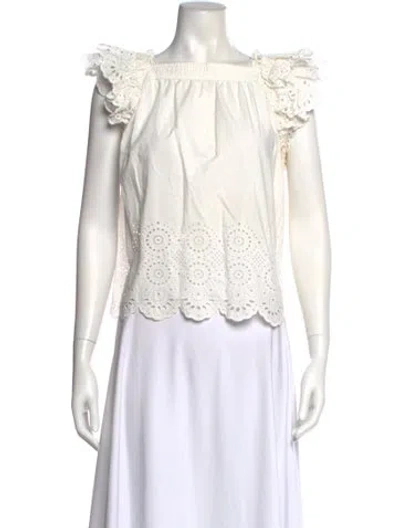 Pre-owned Ulla Johnson Square Neckline Sleeveless Blouse In White