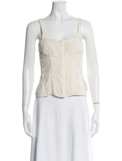 Pre-owned Ulla Johnson Square Neckline Sleeveless Blouse In White
