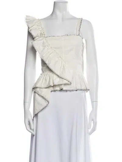 Pre-owned Ulla Johnson Square Neckline Sleeveless Blouse In White