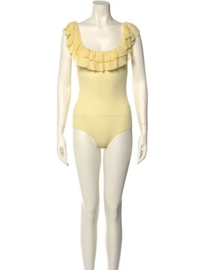 Pre-owned Ulla Johnson Square Neckline Sleeveless Bodysuit In Yellow
