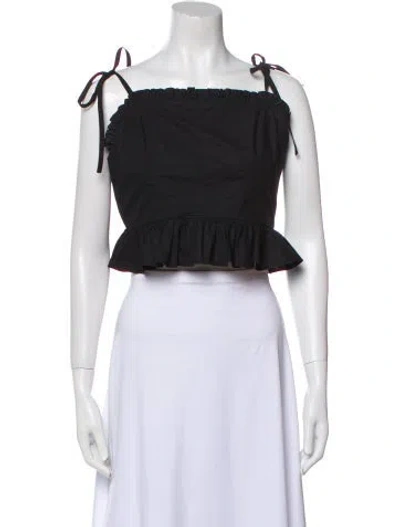 Pre-owned Ulla Johnson Square Neckline Sleeveless Crop Top In Blue